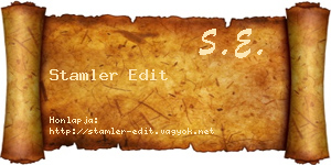 Stamler Edit névjegykártya